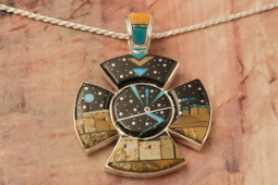 Calvin Begay Starry Night at the Pueblo Sterling Silver Pendant